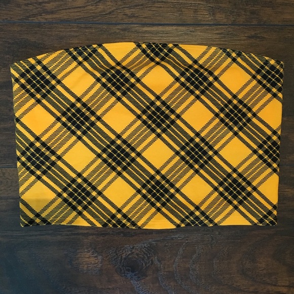 PINK Plaid Tube Top NWT - Picture 2 of 3